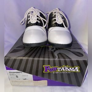 50s Sadie black and white shoes, lightly loved, size 11/12 kids